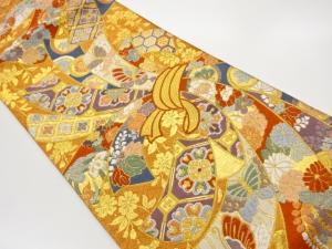 束ね熨斗に華紋・花々・蝶模様織出し袋帯